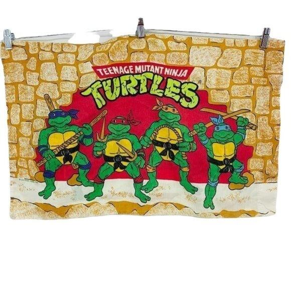 Vintage 90s TMNT Twin Sheet Complete Linen Cartoon Teenage Turtles - Picture 1 of 10